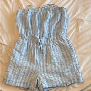 Light Blue Striped Kids One-Piece Romper